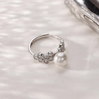 Bague élégante pour femme avec perle et cristaux