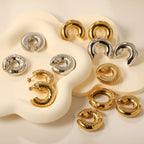 Boucles d'oreilles puces brillantes en acier inoxydable