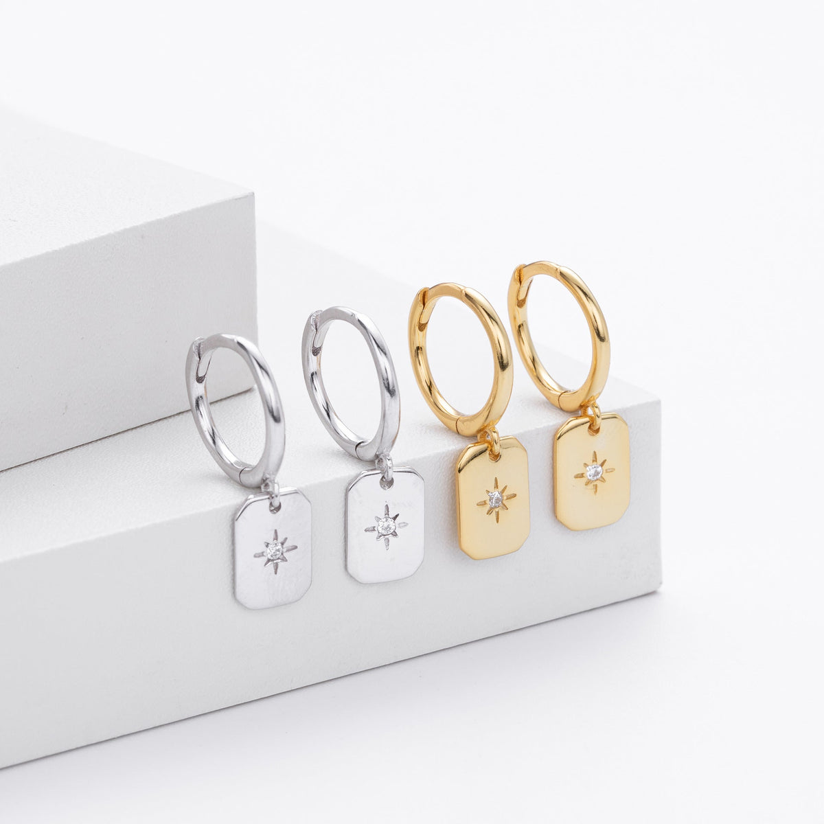 Boucles d'oreilles pendantes avec zircon en argent sterling 925