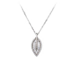 Collier pour femme avec pendentif feuille élégant et zircones