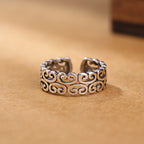 Bague ouverte pour femme avec motif ondulé artistique