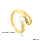 Bague ouverte pour femme motif coquillage et perle