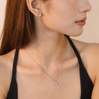 Parure de bijoux pour femme avec pendentif zircone et boucles d'oreilles
