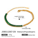 Bracelet pour femme avec zirconiums et cristaux verts