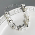Collier de perles pour femme avec étoiles