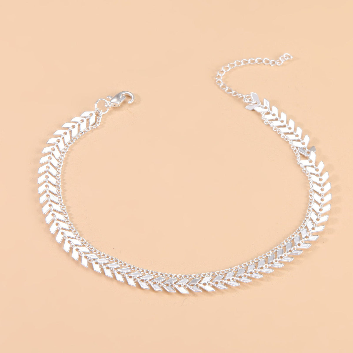 Bracelet de cheville chaîne maille épi ajustable