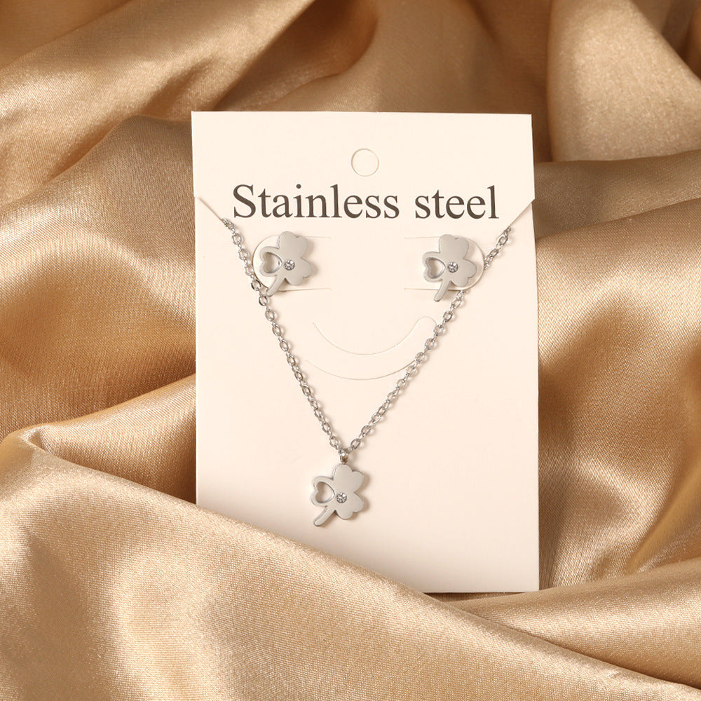 Parure de bijoux en acier inoxydable doré avec pendentifs cœur