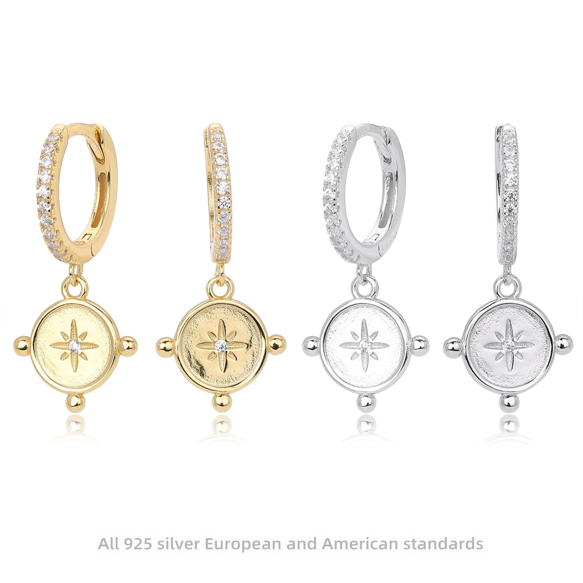 Boucles d'oreilles pendantes avec pendentif zircon en argent 925