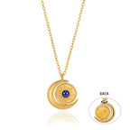 Collier pour femme avec pendentif lune et soleil en acier inoxydable