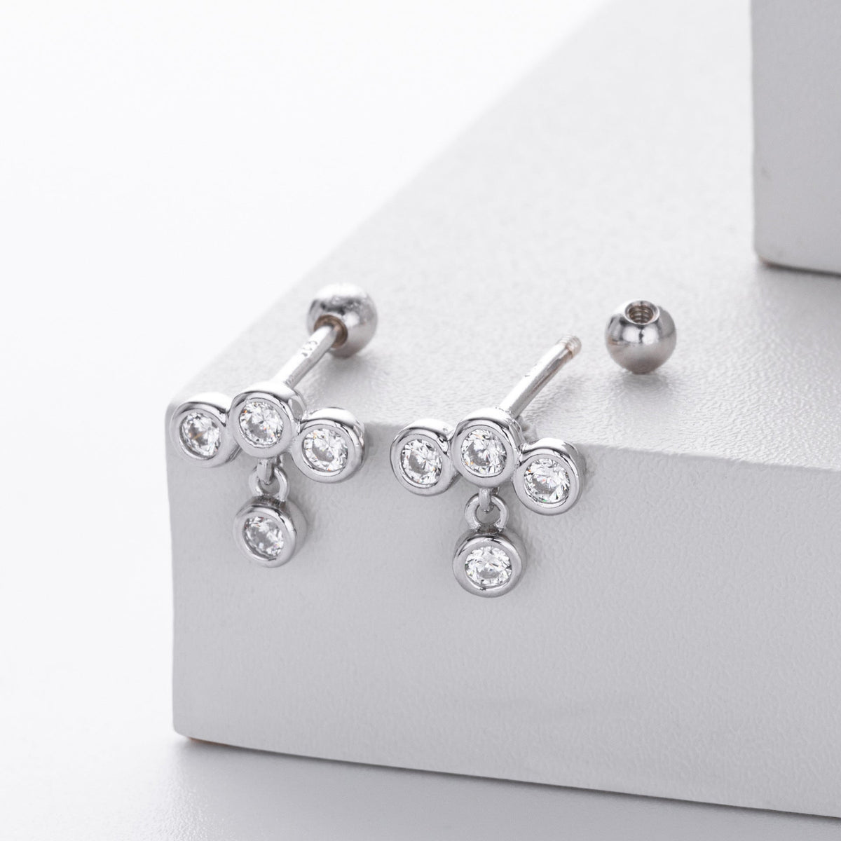 Boucles d'oreilles pour femme en argent sterling avec zircon