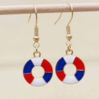 Boucles d'oreilles pendantes patriotiques drapeau en émail pour femme