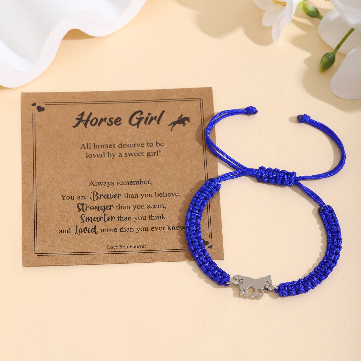 Bracelet d'amitié pour femme avec pendentif cheval