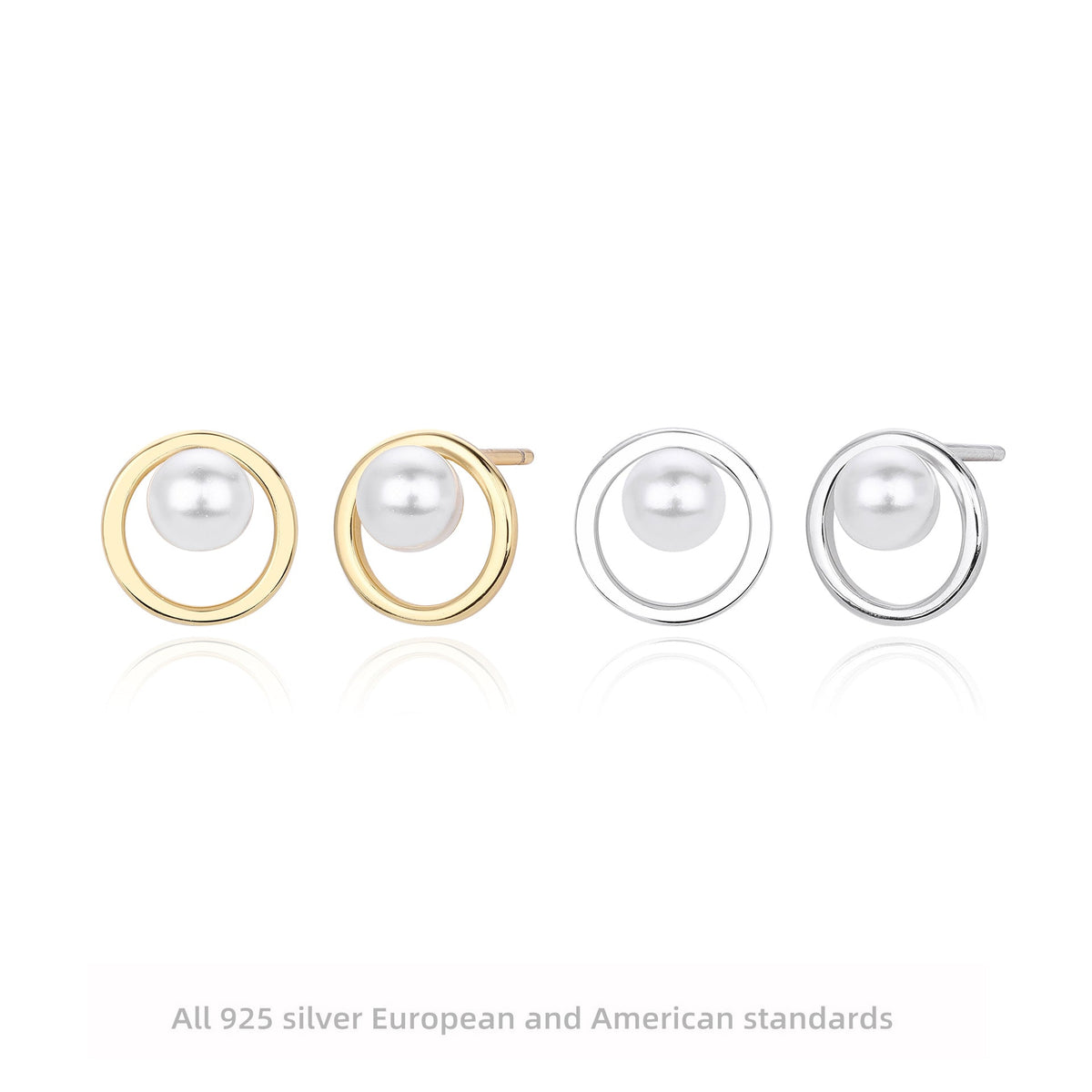 Boucles d'oreilles puces pour femme design perle moderne en argent sterling 925