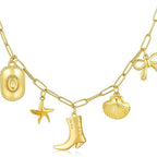 Collier pour femme avec pendentifs charmants en acier inoxydable