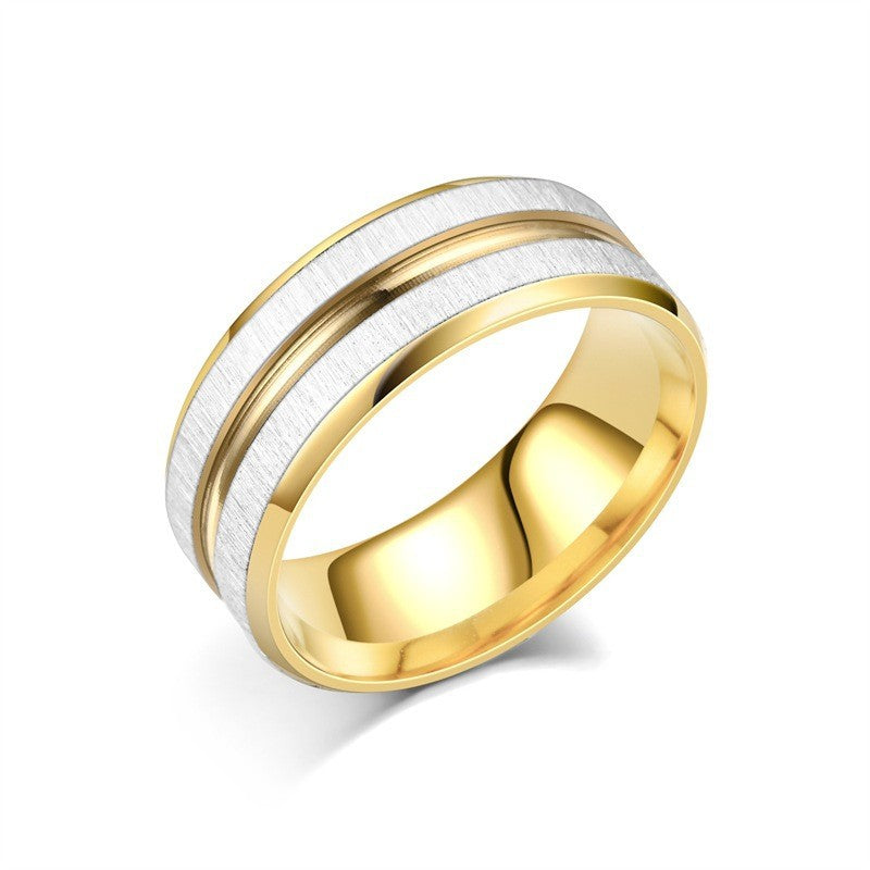 Bague pour homme en acier inoxydable brossé avec accent noir