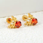 Boucles d'oreilles tiges avec motifs bois de cerf et cristaux