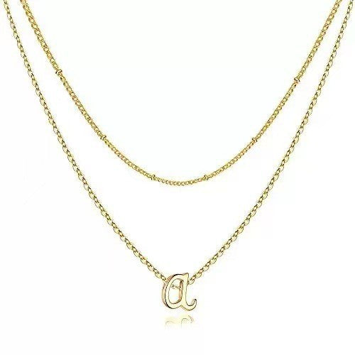 Collier multi-rangs pour femme avec initiale
