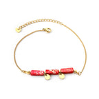 Bracelet pour femme avec éléments en pierre des Caraïbes et détails dorés
