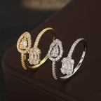 Bague élégante pour femme avec zircone étincelante et design à double sertissage