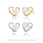 Clous d'oreilles pour femme avec design cœur et perle