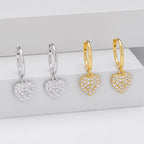 Boucles d'oreilles pendantes pour femme avec cœurs en argent sterling 925