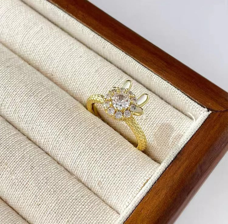 Bague texturée réglable pour femme avec cœur