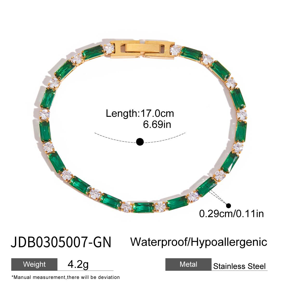 Bracelet pour femme avec zirconiums et cristaux verts