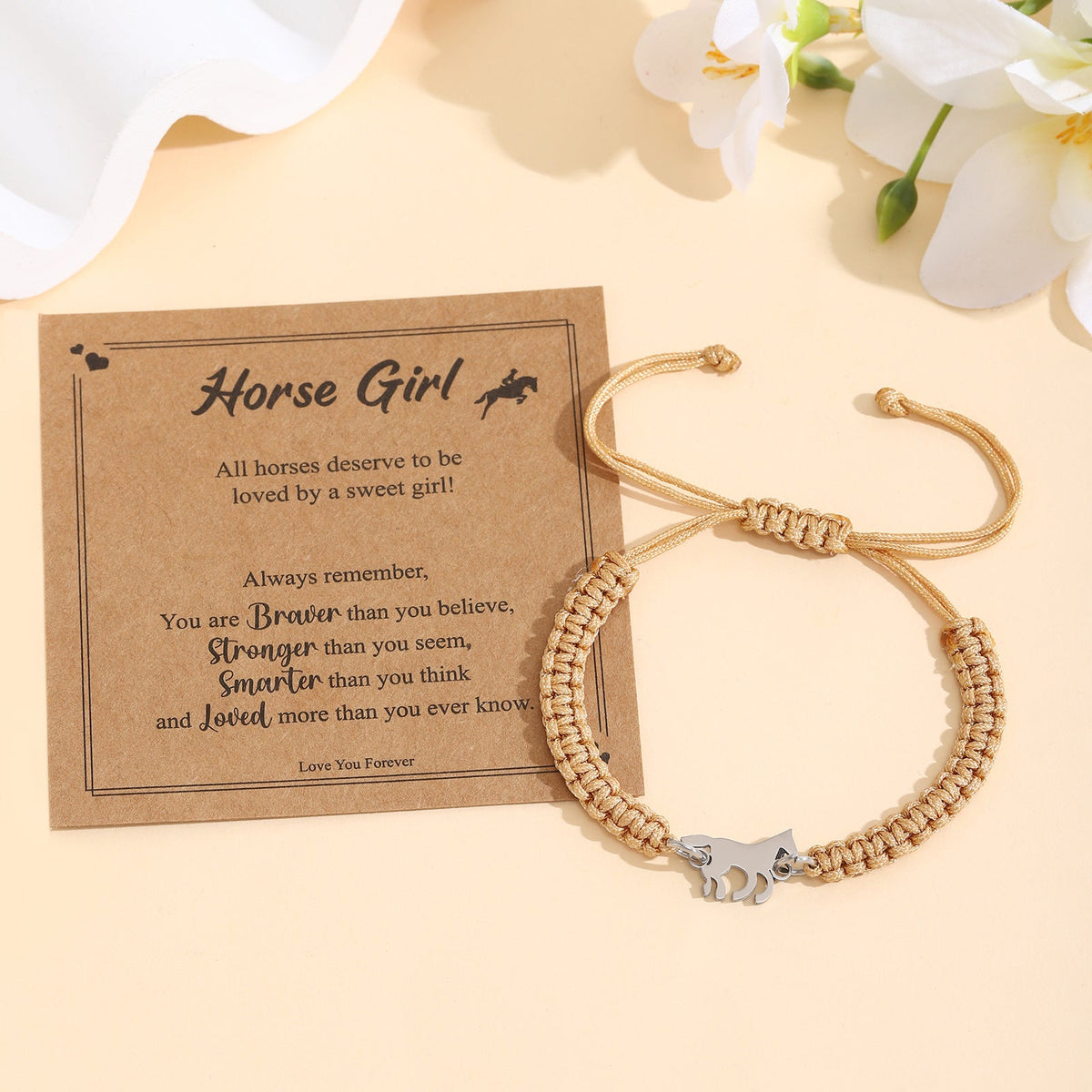 Bracelet d'amitié pour femme avec pendentif cheval