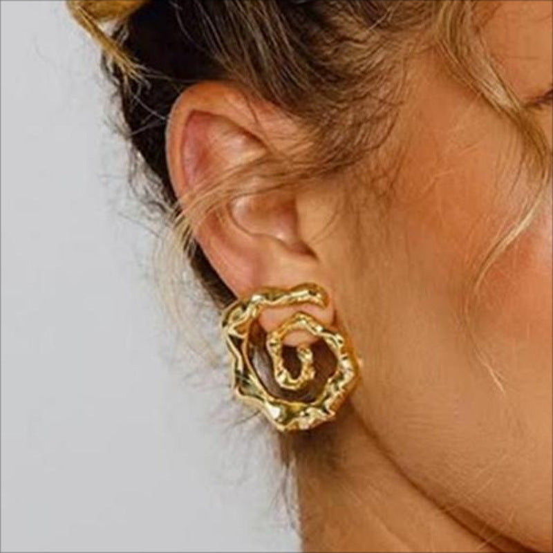 Boucles d'oreilles spirales en acier inoxydable pour femme