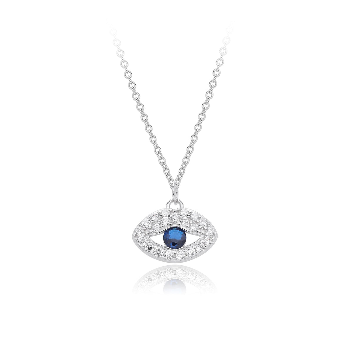 Collier pour femme avec motif œil protecteur en argent sterling 925 et zircone