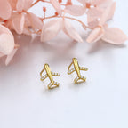 Clous d'oreilles pour femme design avion moderne avec strass