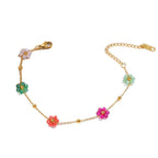 Collier de perles à breloques florales pour femme