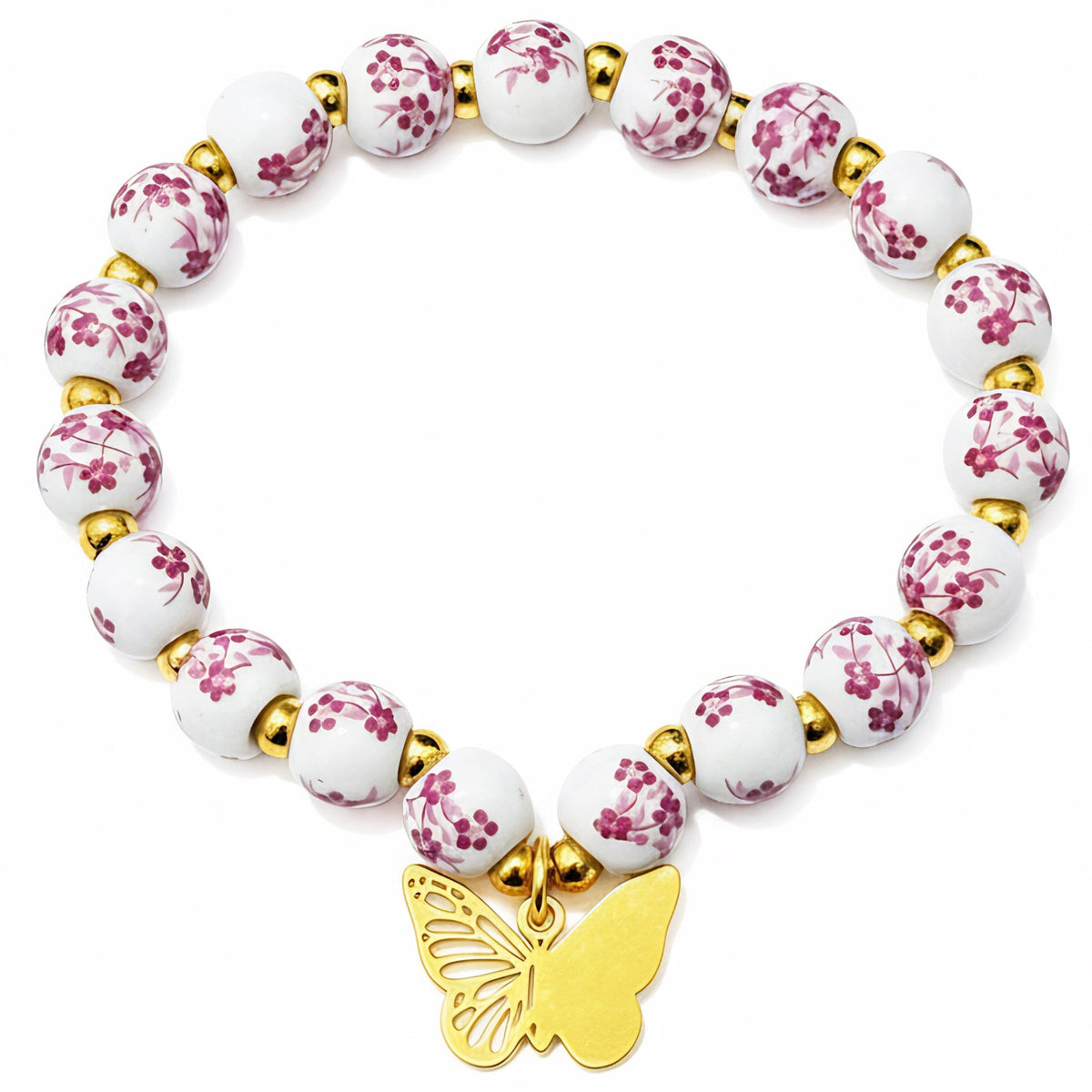 Bracelet pour femme au design floral avec accents dorés