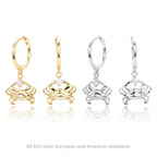Boucles d'oreilles pendantes pour femmes avec motif crabe en argent sterling 925