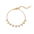 Bracelet pour femme avec pendentifs en cristal et chaîne fine
