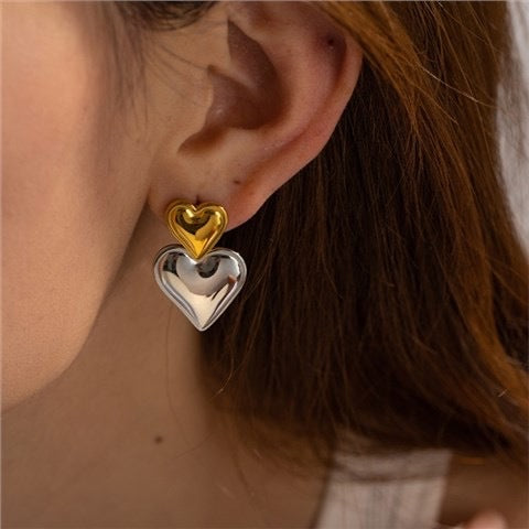 Boucles d'oreilles pendantes en forme de cœur pour femme