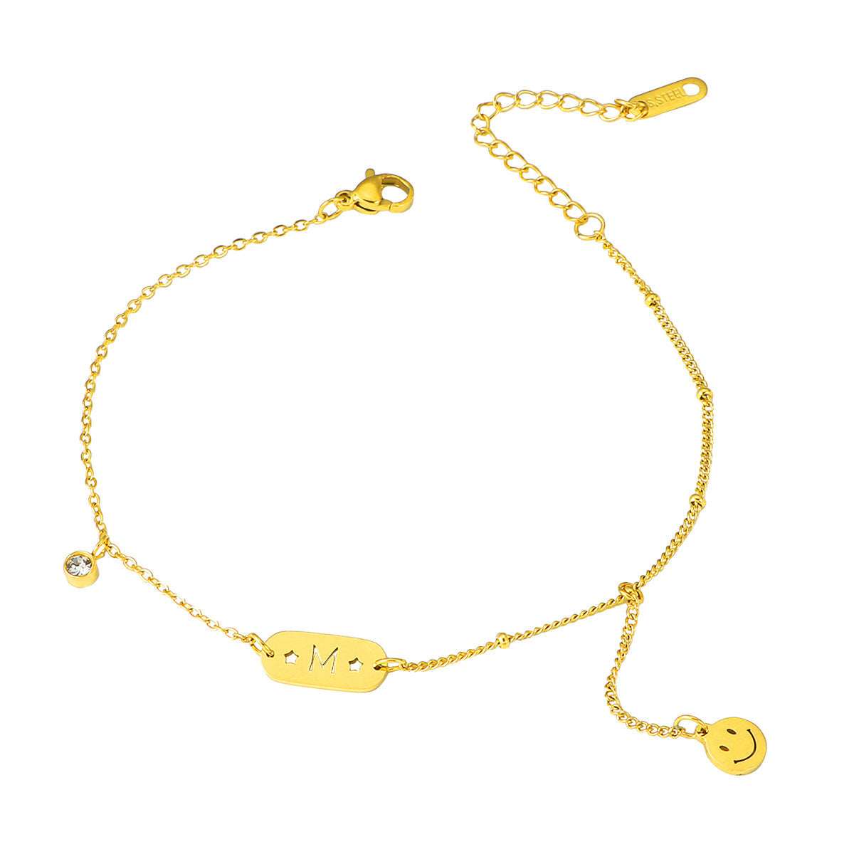 Chevillère personnalisée avec pendentif et cristal pour femme