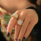 Bague pour femme en acier titane avec diamants tchèques