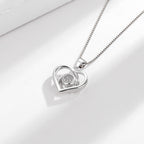 Collier pour femme avec pendentif cœur et zircon violet