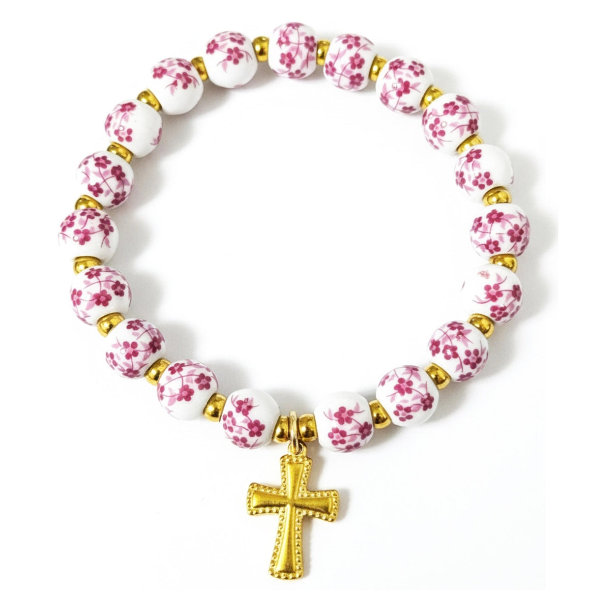 Bracelet pour femme au design floral avec accents dorés