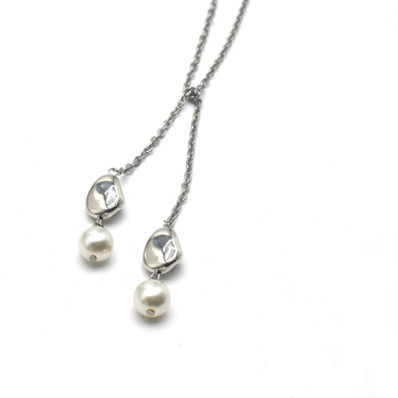 Collier pendentif perle superposé