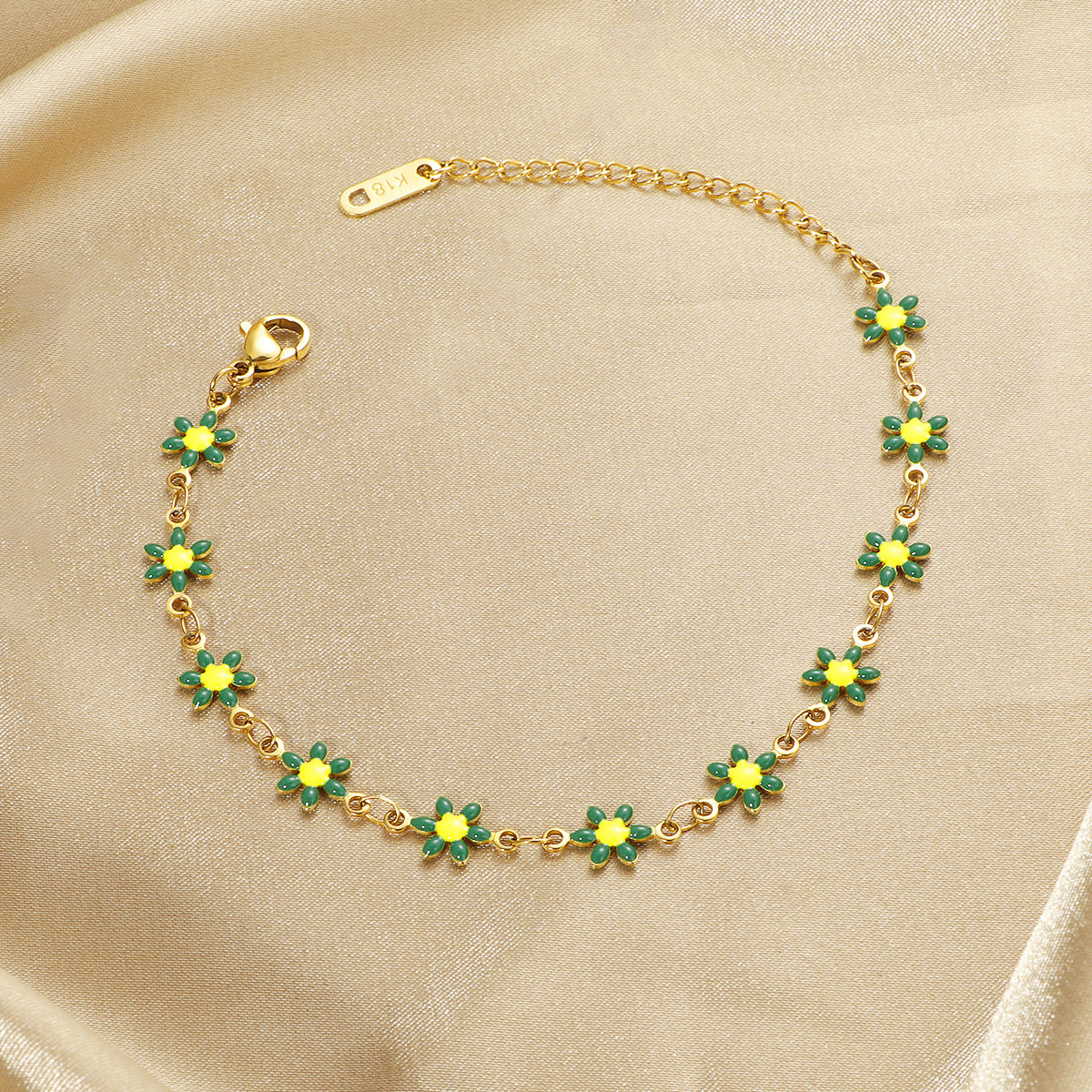 Bracelet de cheville pour femme avec breloques fleurs