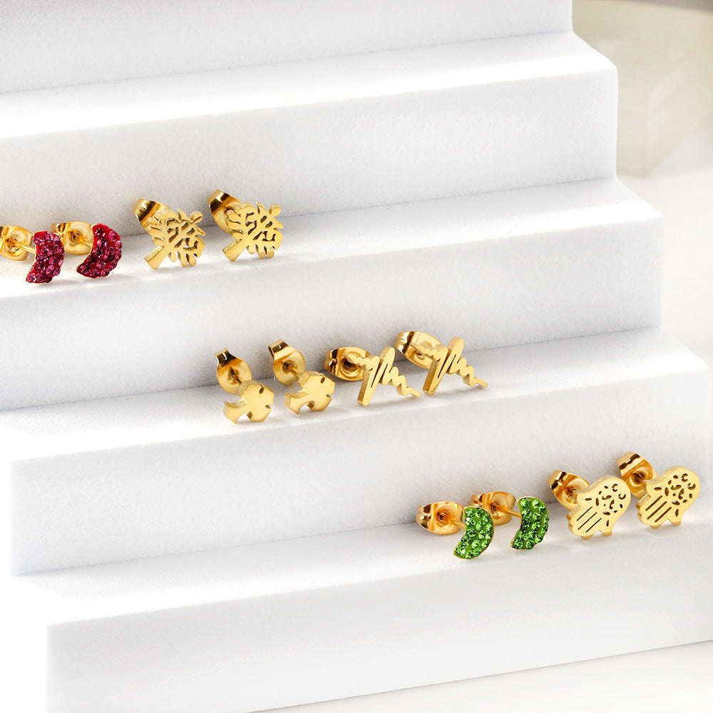 Set de boucles d'oreilles pour femme en acier inoxydable doré