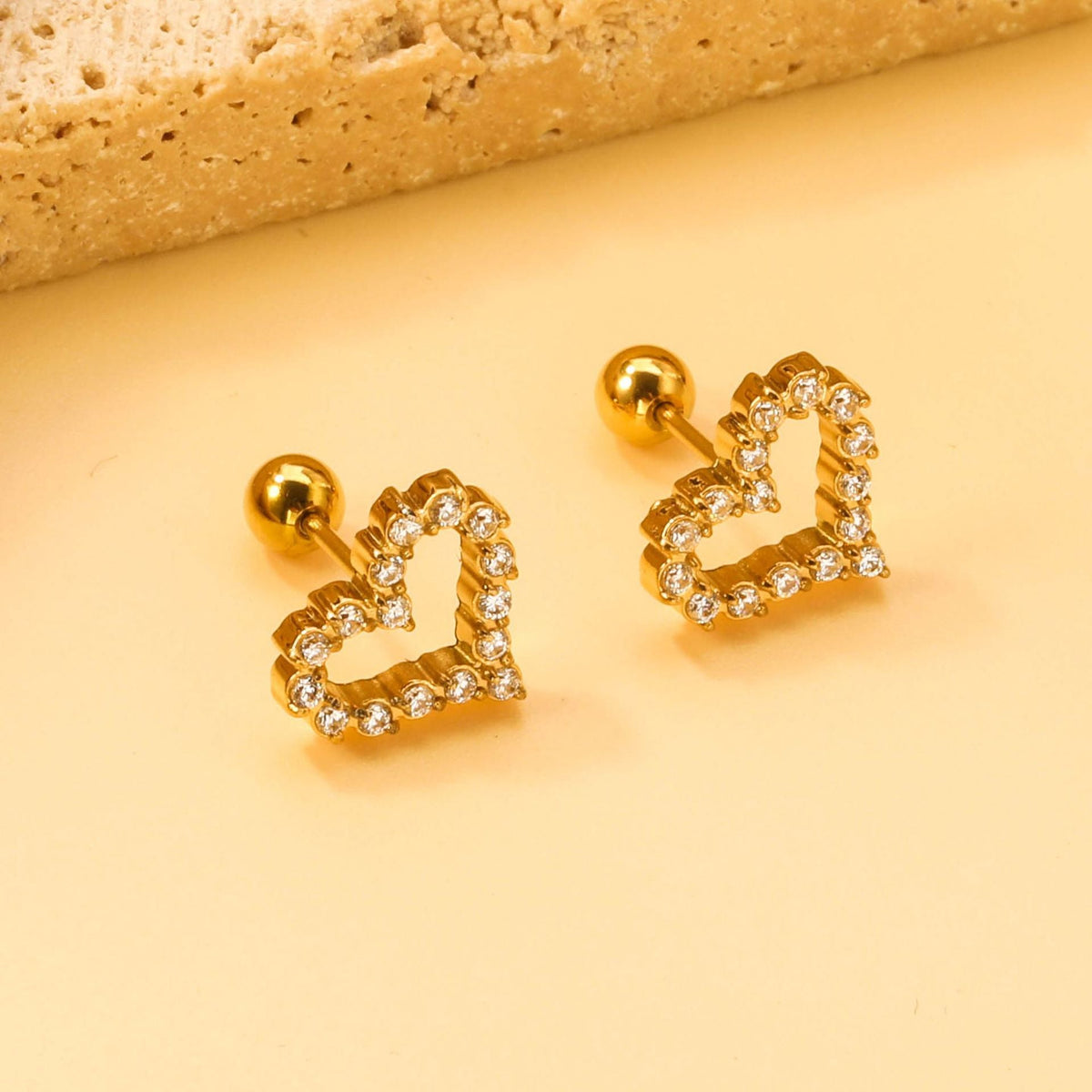 Boucles d'oreilles cœur avec cristaux