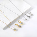 Parure de bijoux pour femme en acier inoxydable avec pendentifs perles