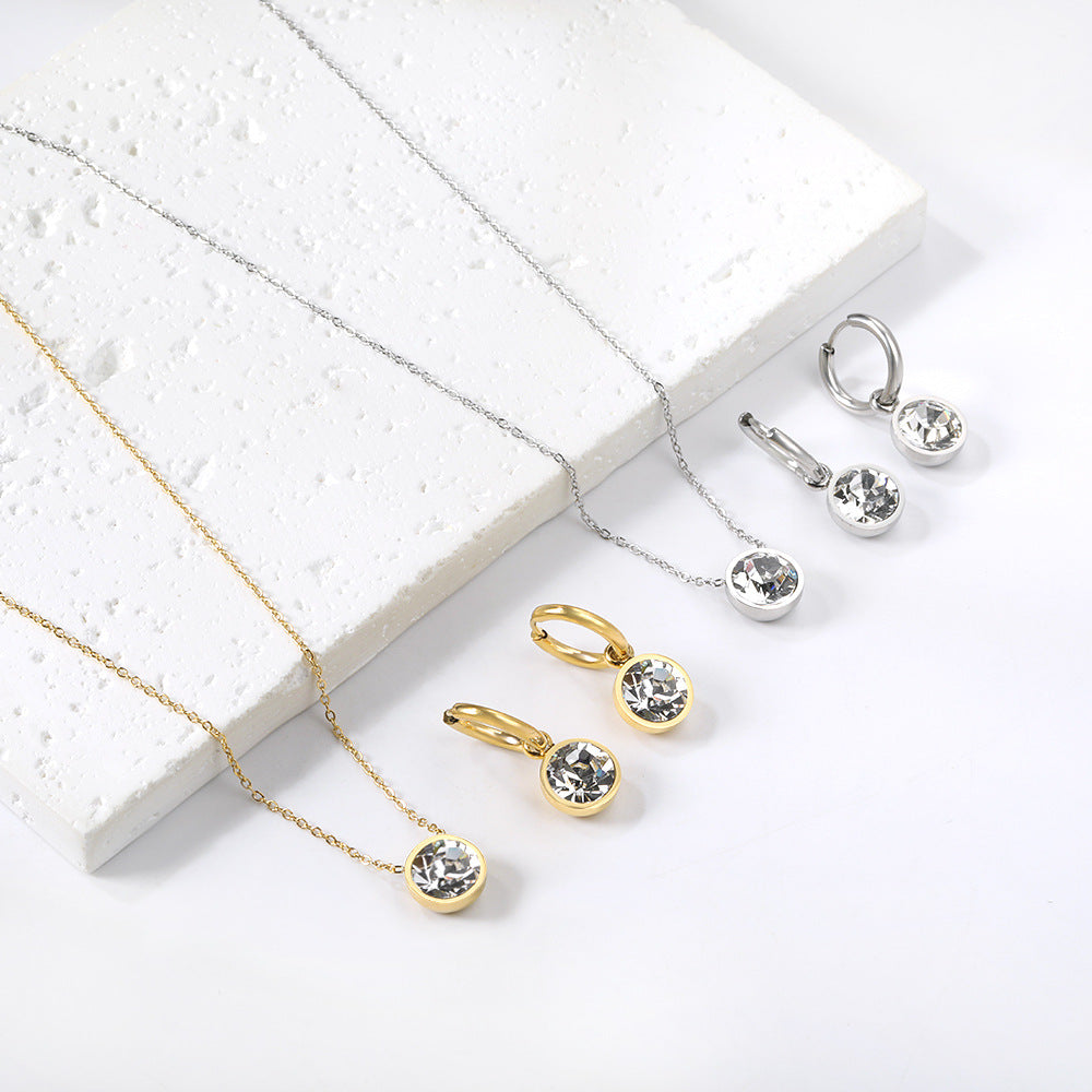 Parure de bijoux pour femme en acier inoxydable avec pendentifs perles