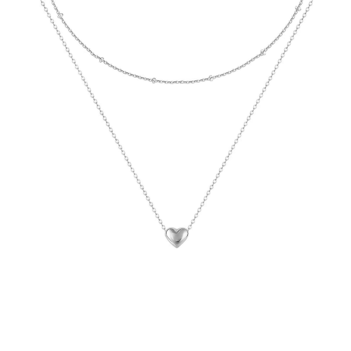 Collier superposé à pendentif cœur