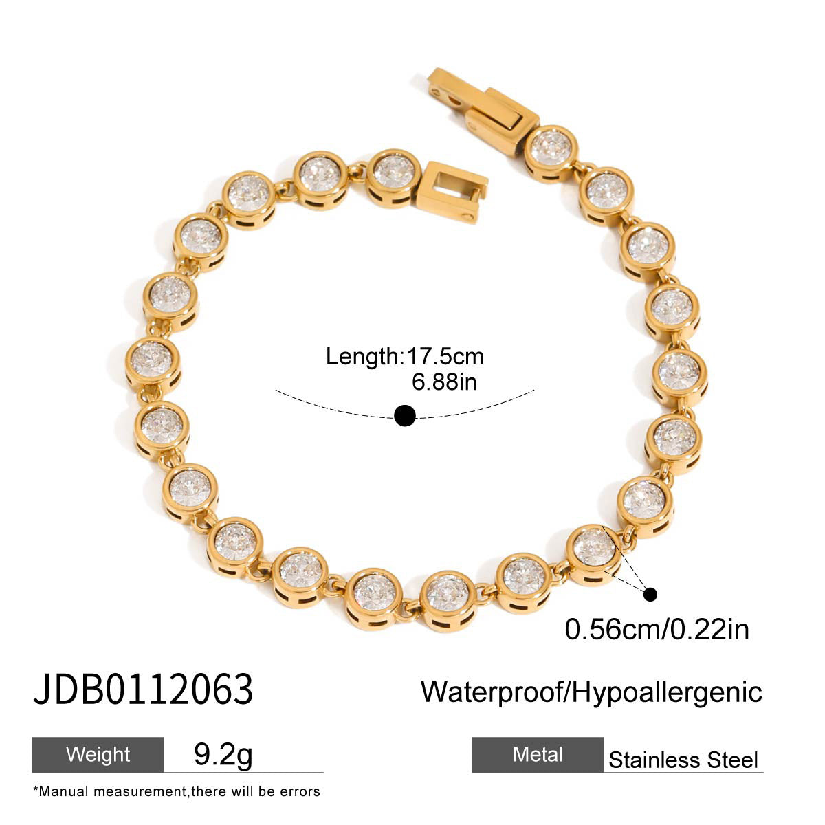Bracelet pour femme en acier inoxydable avec zircons