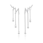 Boucles d'oreilles pendantes en argent sterling 925 avec zircone
