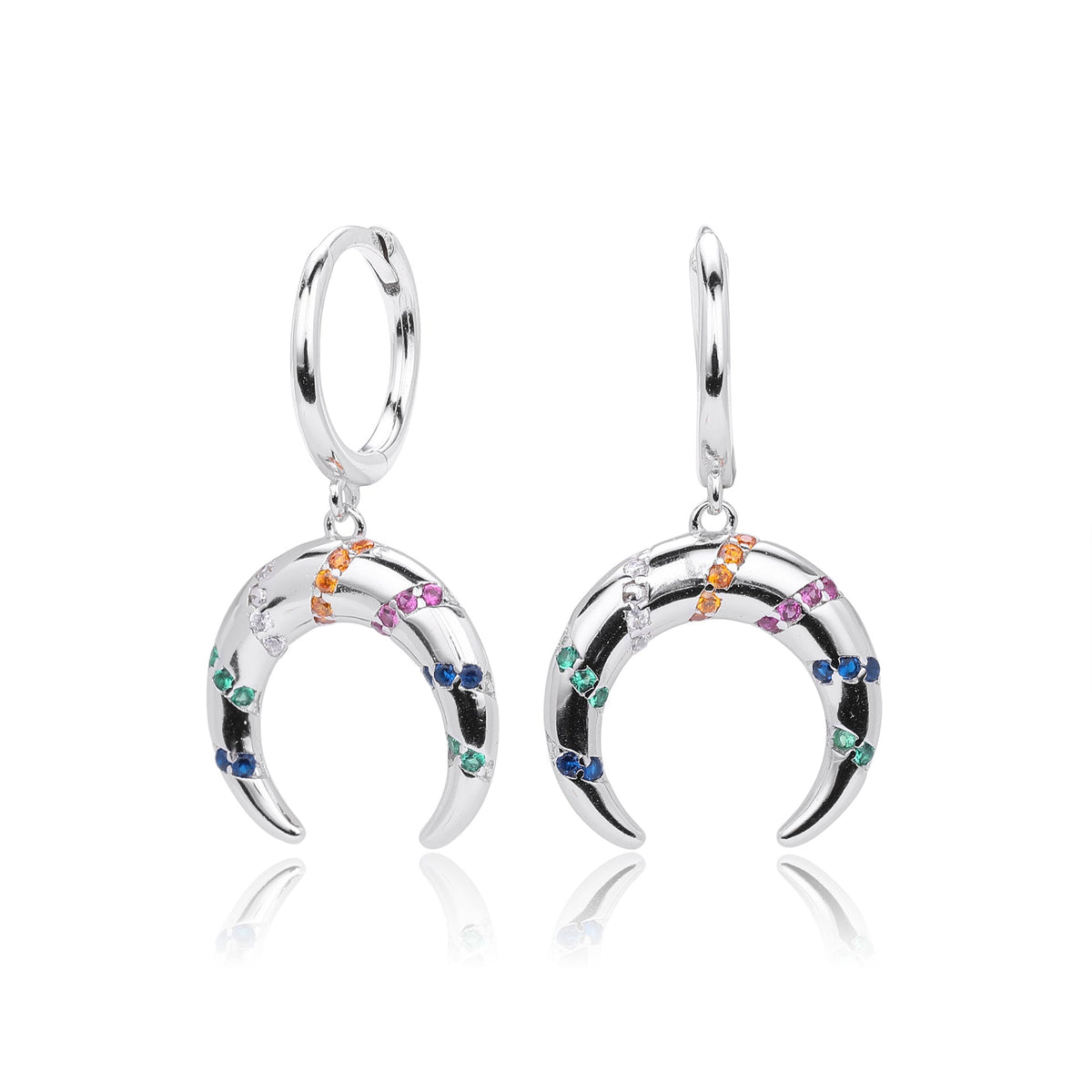 Boucles d'oreilles pour femme en argent sterling 925 et zircons colorés